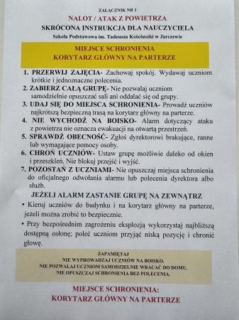 Instrukcja postępówania w przypadku nalotu / ataku z powietrza
